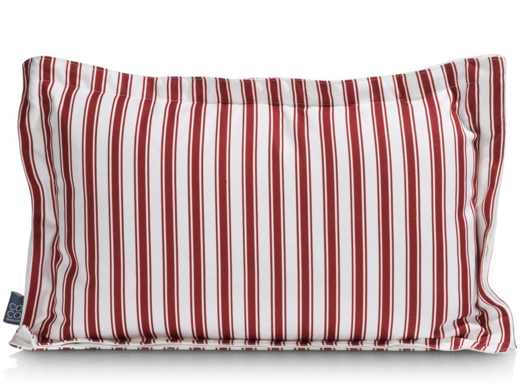 Coussin rectangulaire à rayures rouge et blanc