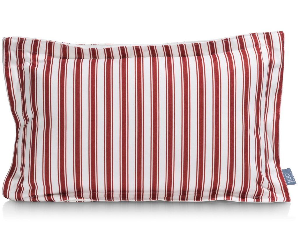 Coussin rectangulaire à rayures rouge et blanc