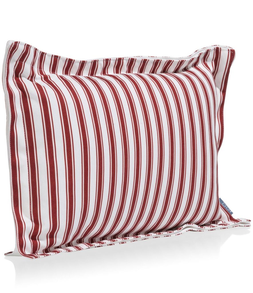 Coussin rectangulaire à rayures rouge et blanc