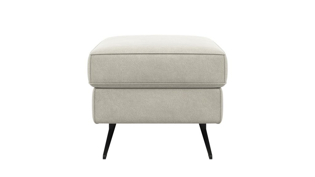 Pouf moderne revêtement cuir ou tissu pieds métalliques noirs