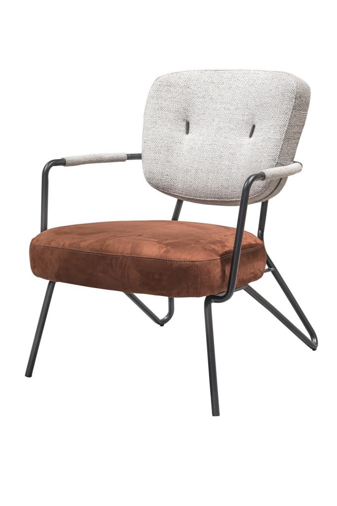 Fauteuil minimaliste et scandinave en tissu bi-matière