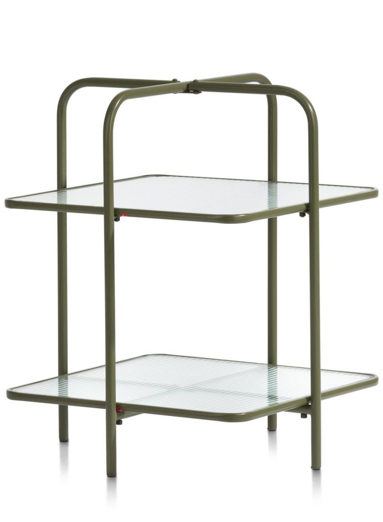 Table d'appoint métal et vert ondulé