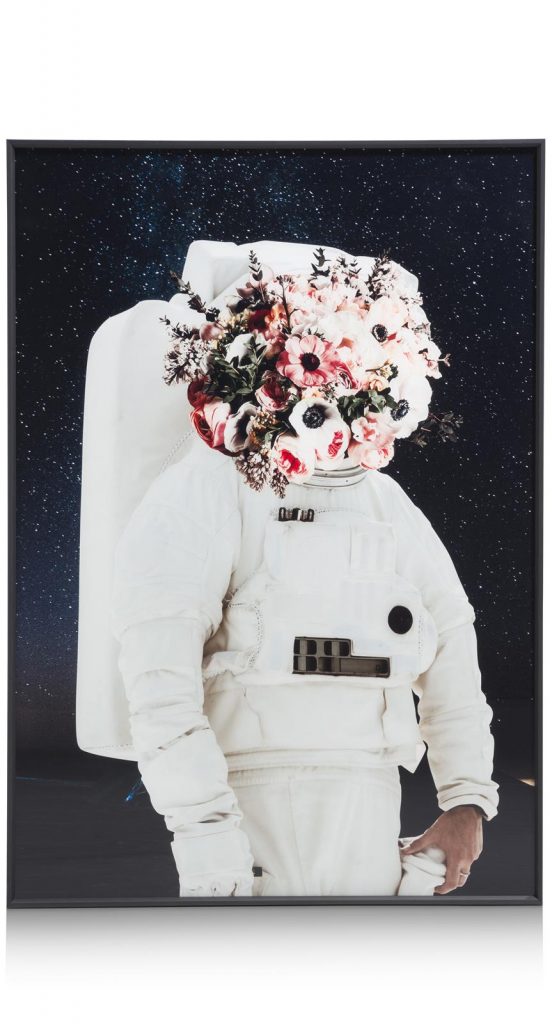 Tableau original astronaute floral