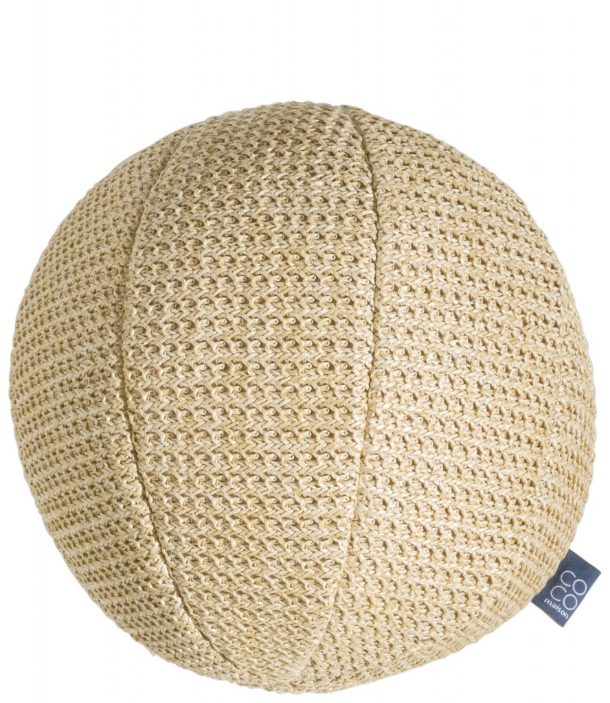 Coussin forme de sphère en corde beige