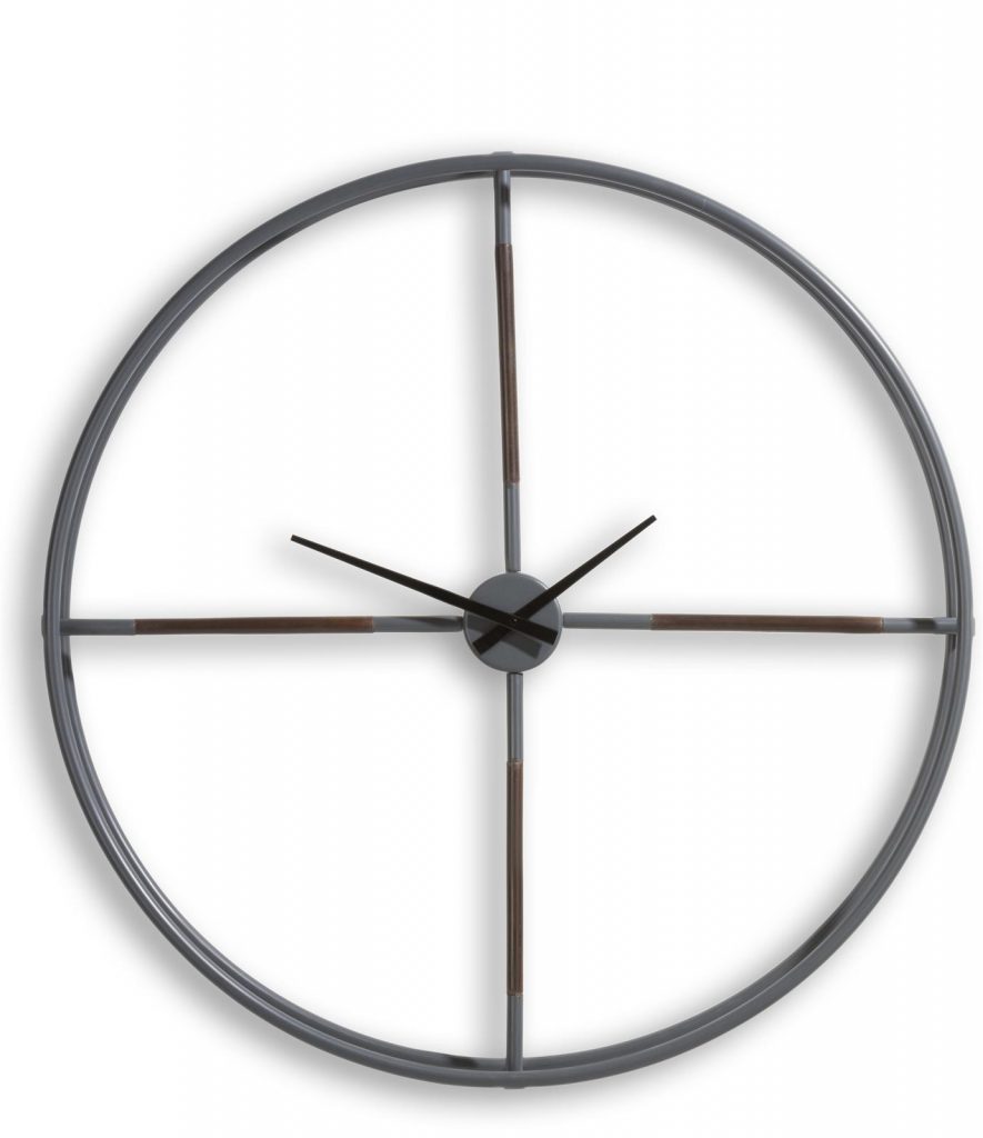 Horloge ronde et minimaliste en métal noir