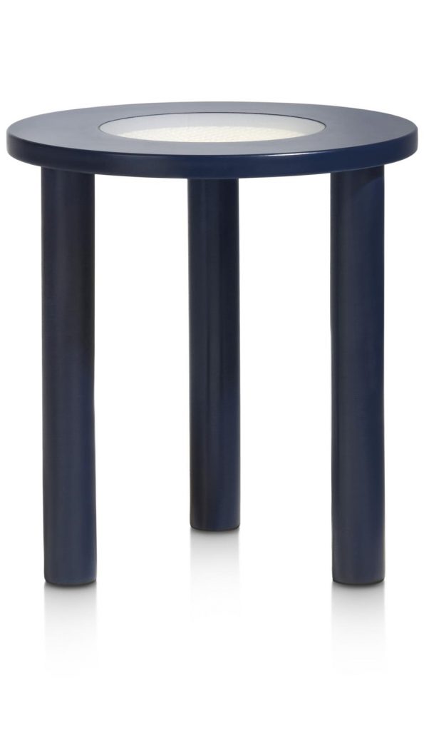 Table d'appoint ronde en bois bleu style rétro