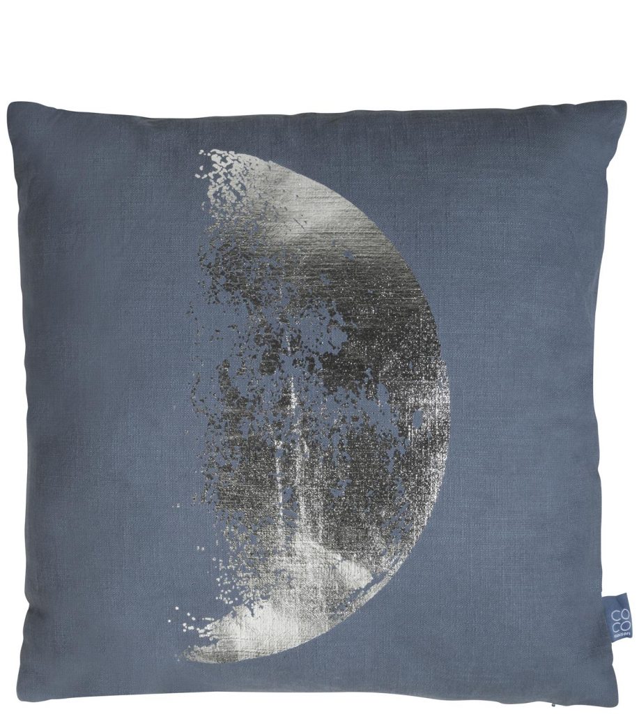 Coussin gris anthracite 100% coton motif demi-lune