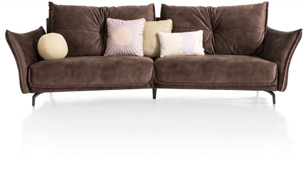 Canapé moderne forme courbe en tissu marron