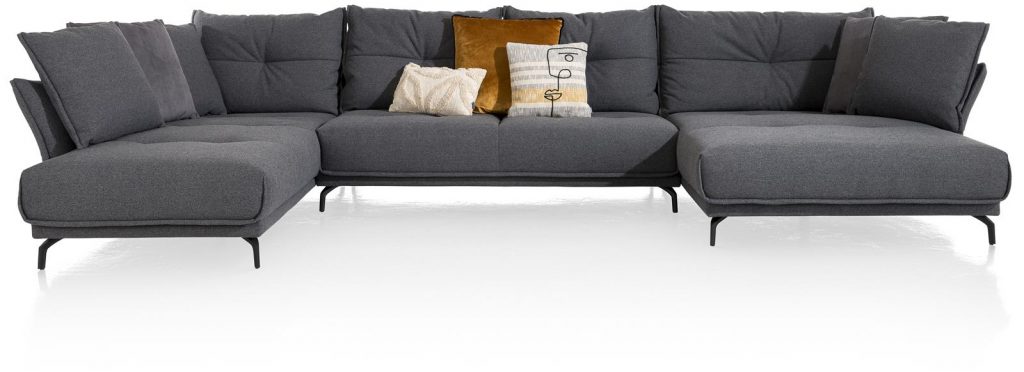 Canapé d'angle décontracté et moderne en tissu gris foncé