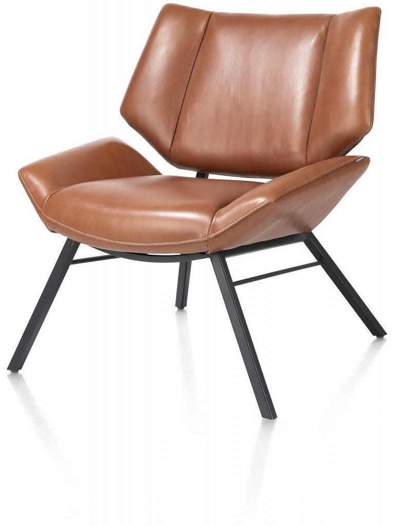 Fauteuil design moderne et minimaliste en cuir marron
