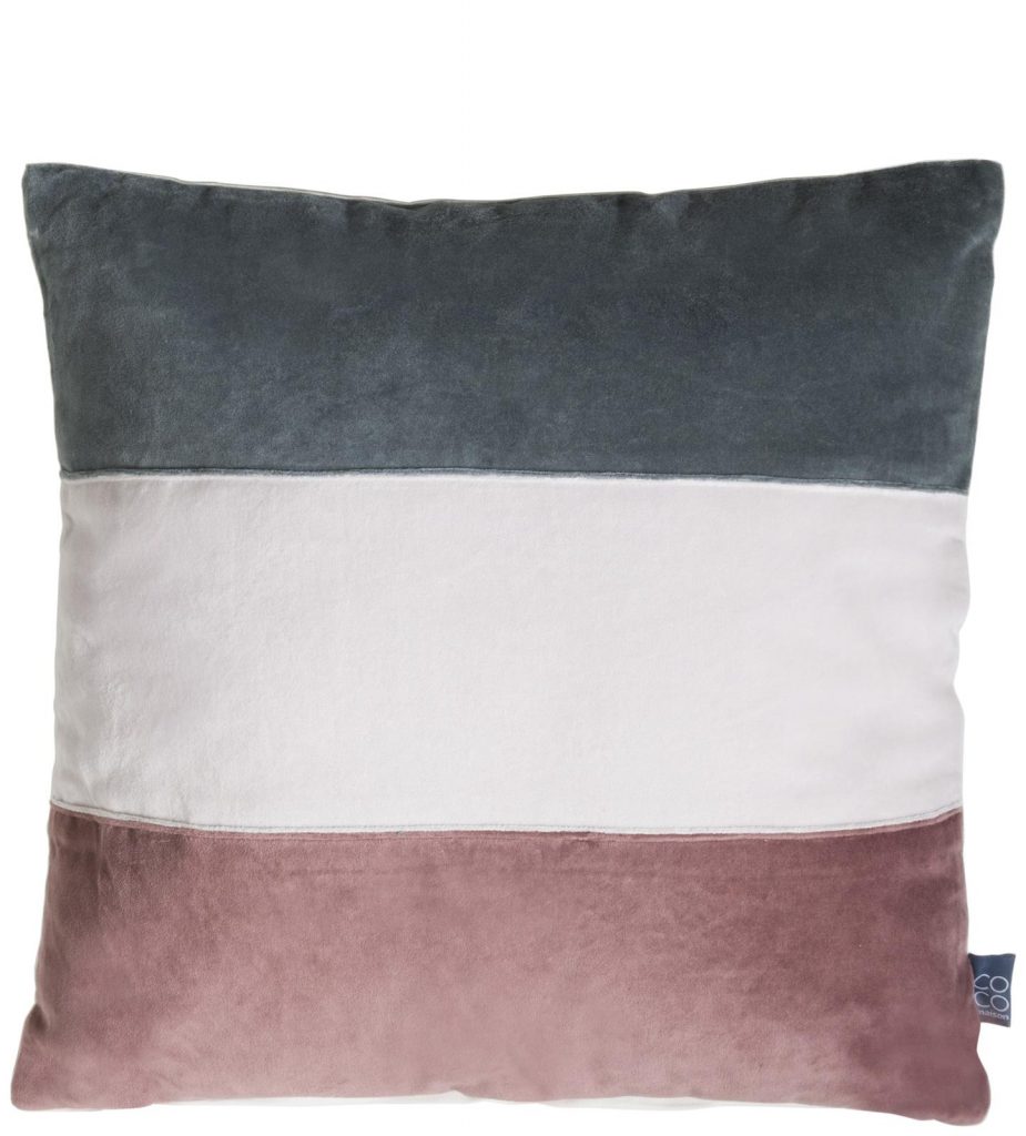 Coussin carré en coton tricolore