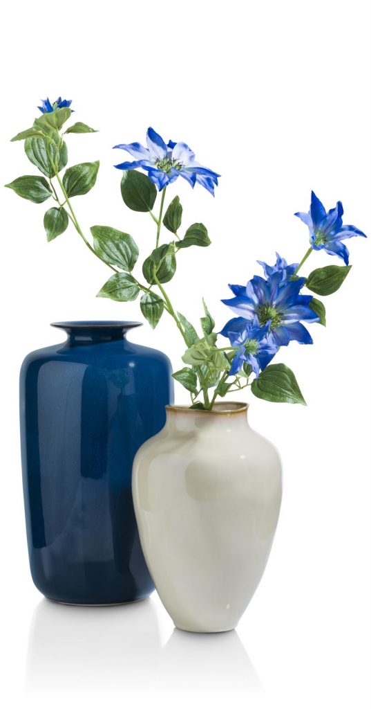 Grands vases en céramique bleu et beige