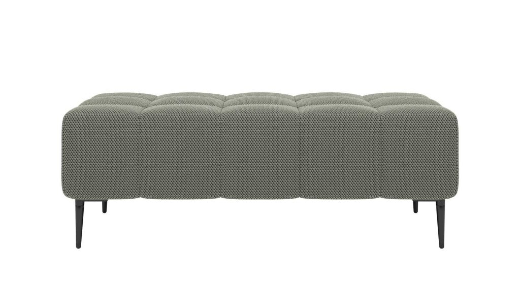 Grand pouf moderne capitonné en tissu gris