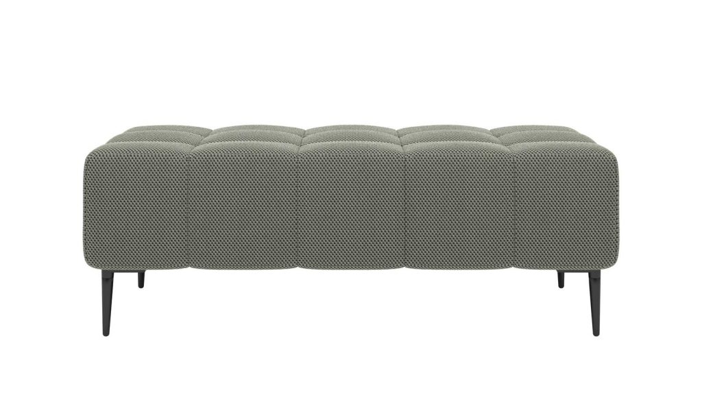 Grand pouf moderne capitonné en tissu gris