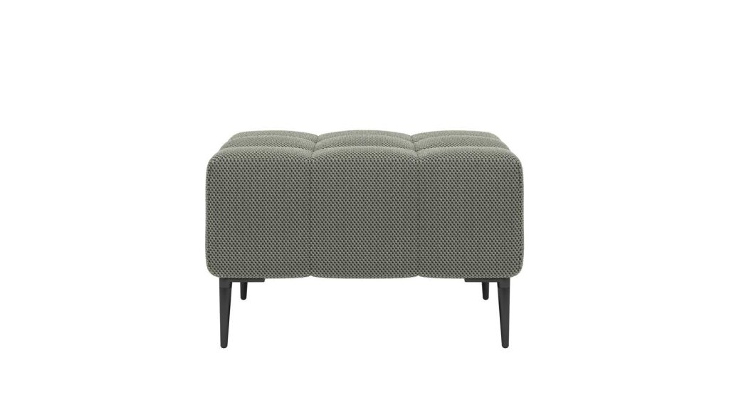 Pouf moderne capitonné en tissu gris