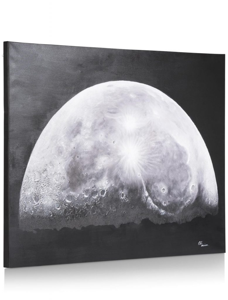 Tableau noir et blanc représentant une demi-lune