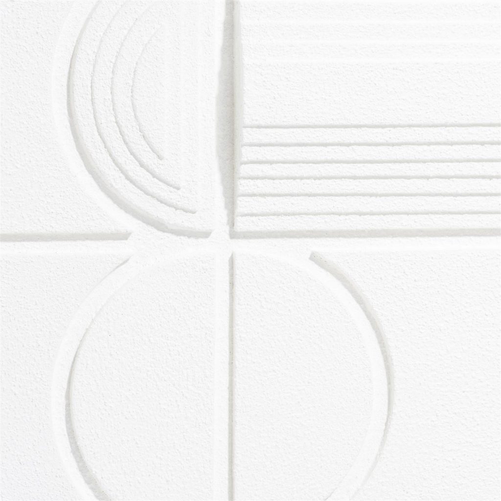 Tableau design géométrique blanc en relief