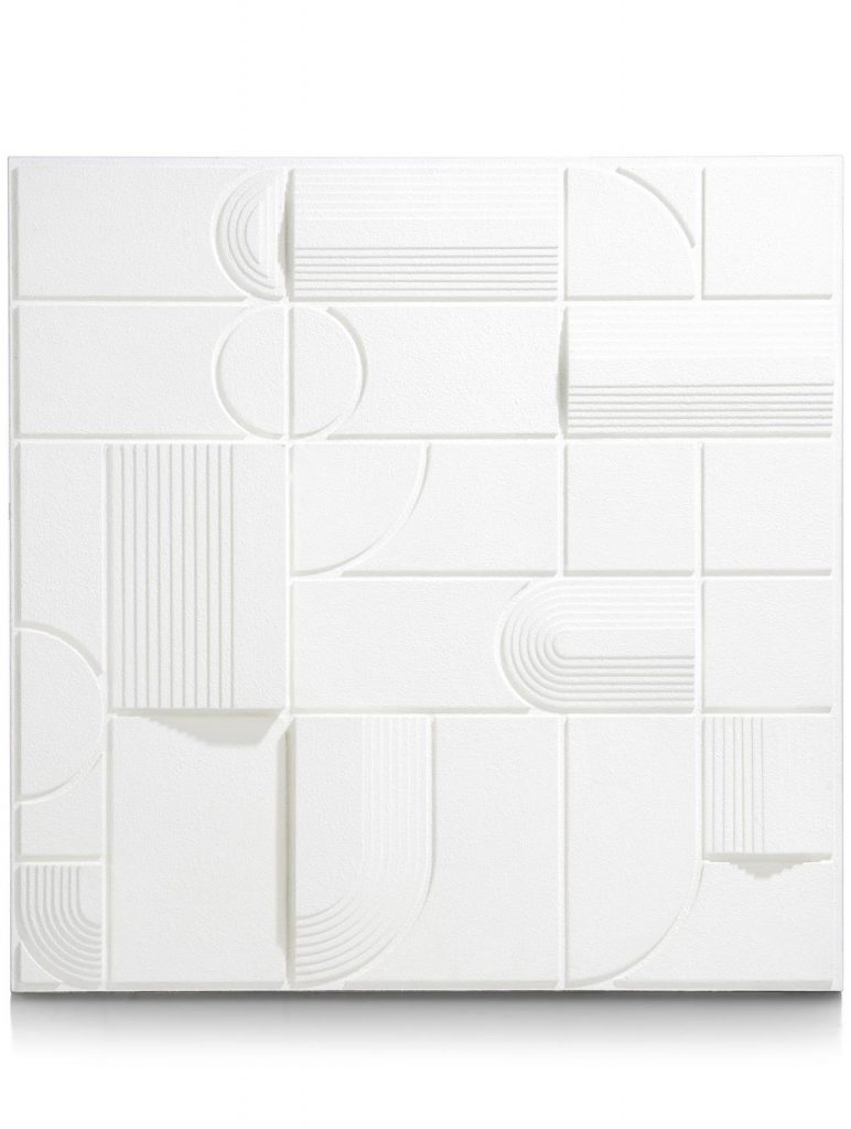 Tableau design géométrique blanc en relief