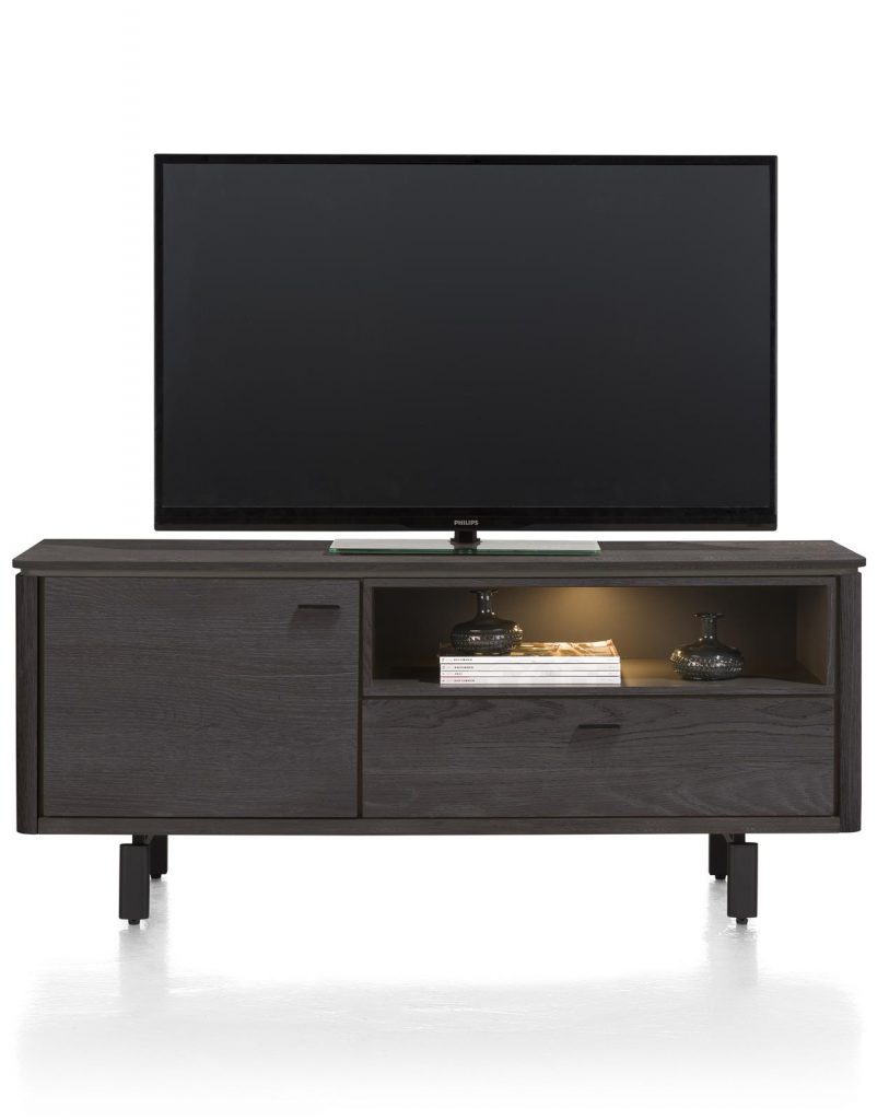 Meuble tv moderne en bois de chêne noir aux veines apparentes