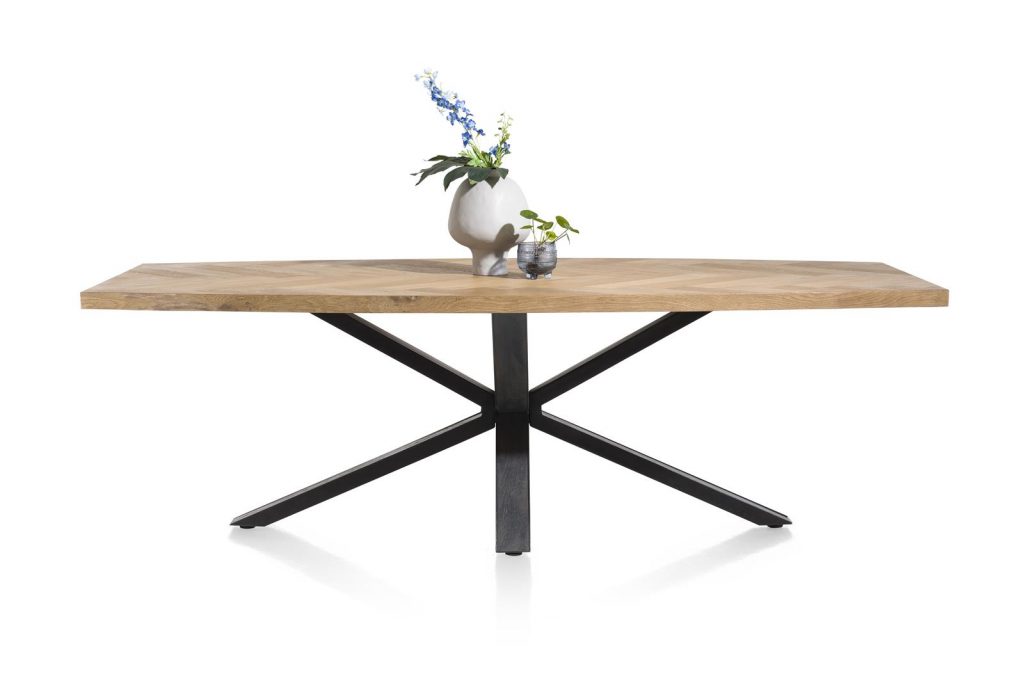 Table à manger en bois de chêne naturel motif chevrons