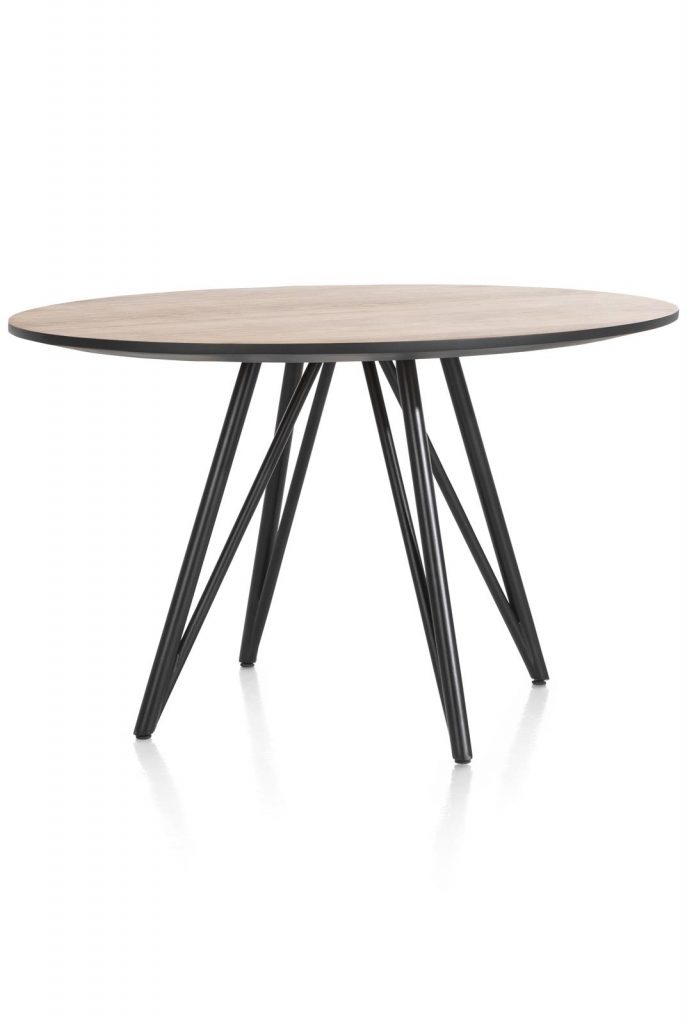 Table ovale en bois de noyer et pied scandinave moderne