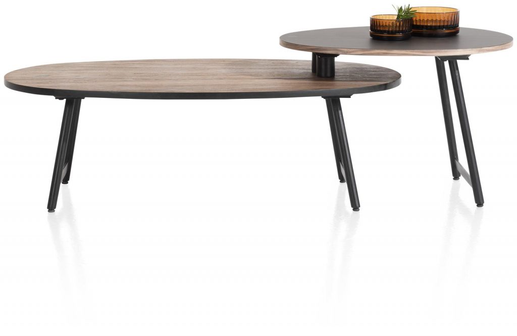 Table basse moderne et minimaliste avec double plateau