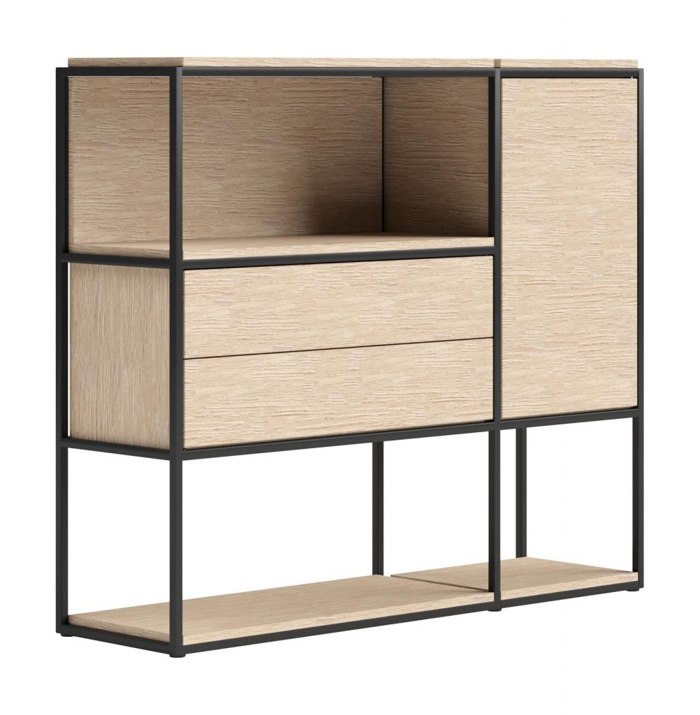 Buffet haut moderne et minimaliste en bois de chêne clair