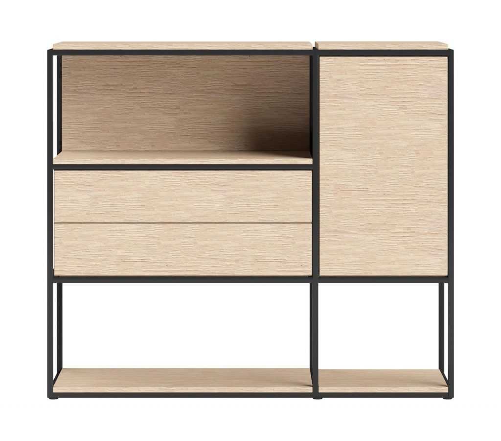 Buffet haut moderne et minimaliste en bois de chêne clair