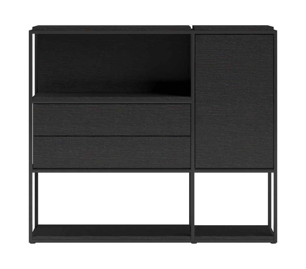 Buffet haut moderne et minimaliste en bois de chêne noir