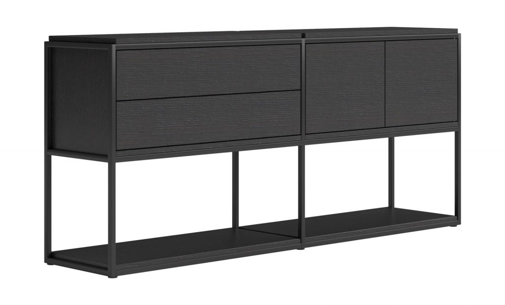 Buffet moderne et minimaliste en bois de chêne noir