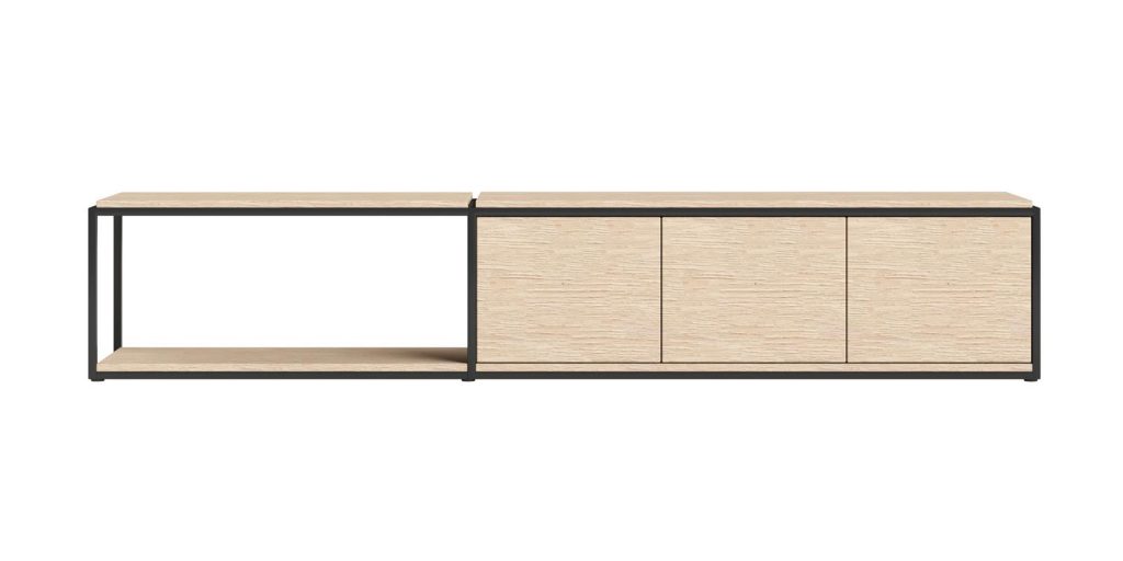 Meuble TV moderne et minimaliste en bois et métal