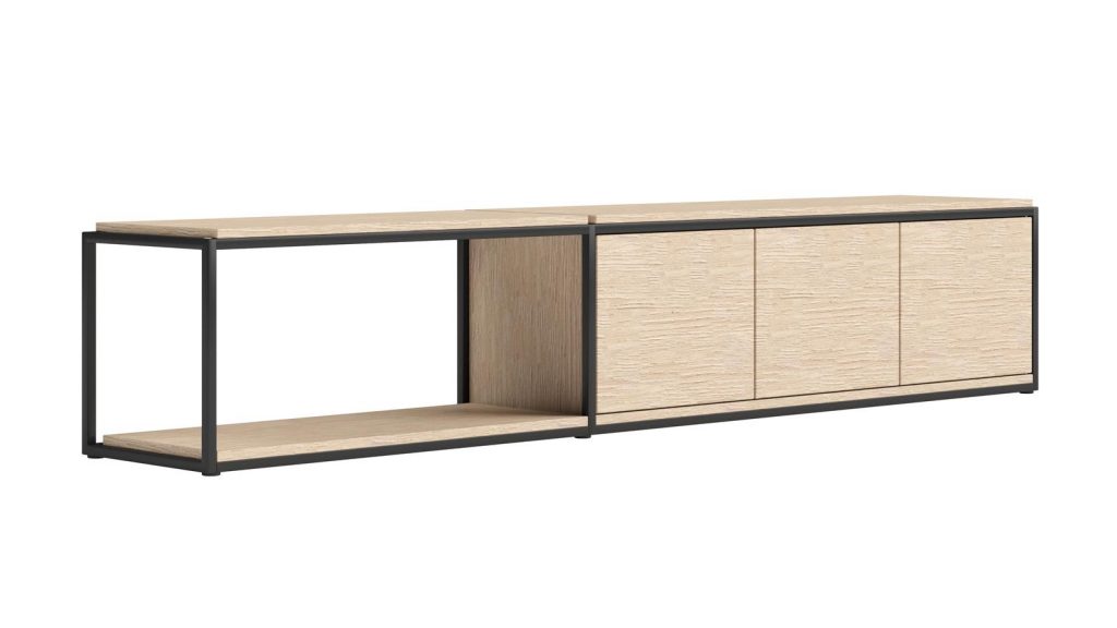 Meuble TV moderne et minimaliste en bois et métal