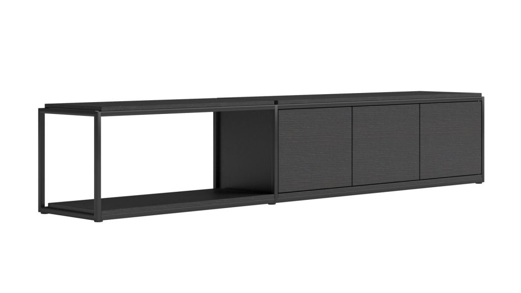 Meuble TV moderne et minimaliste en bois et métal
