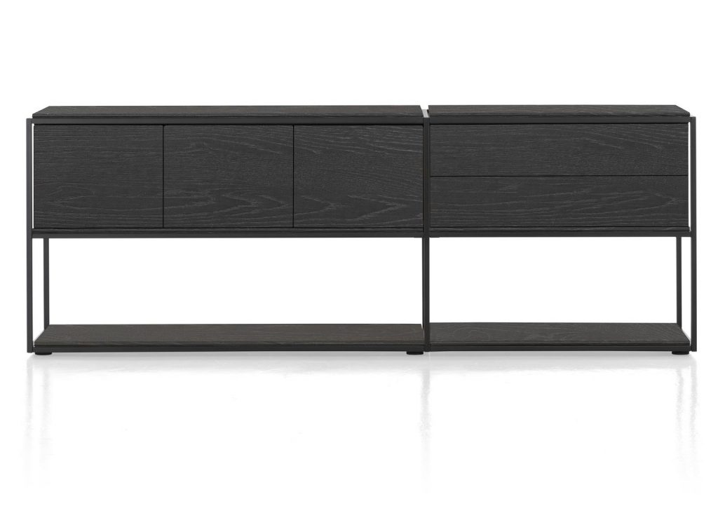 Buffet moderne et minimaliste en bois de chêne noir