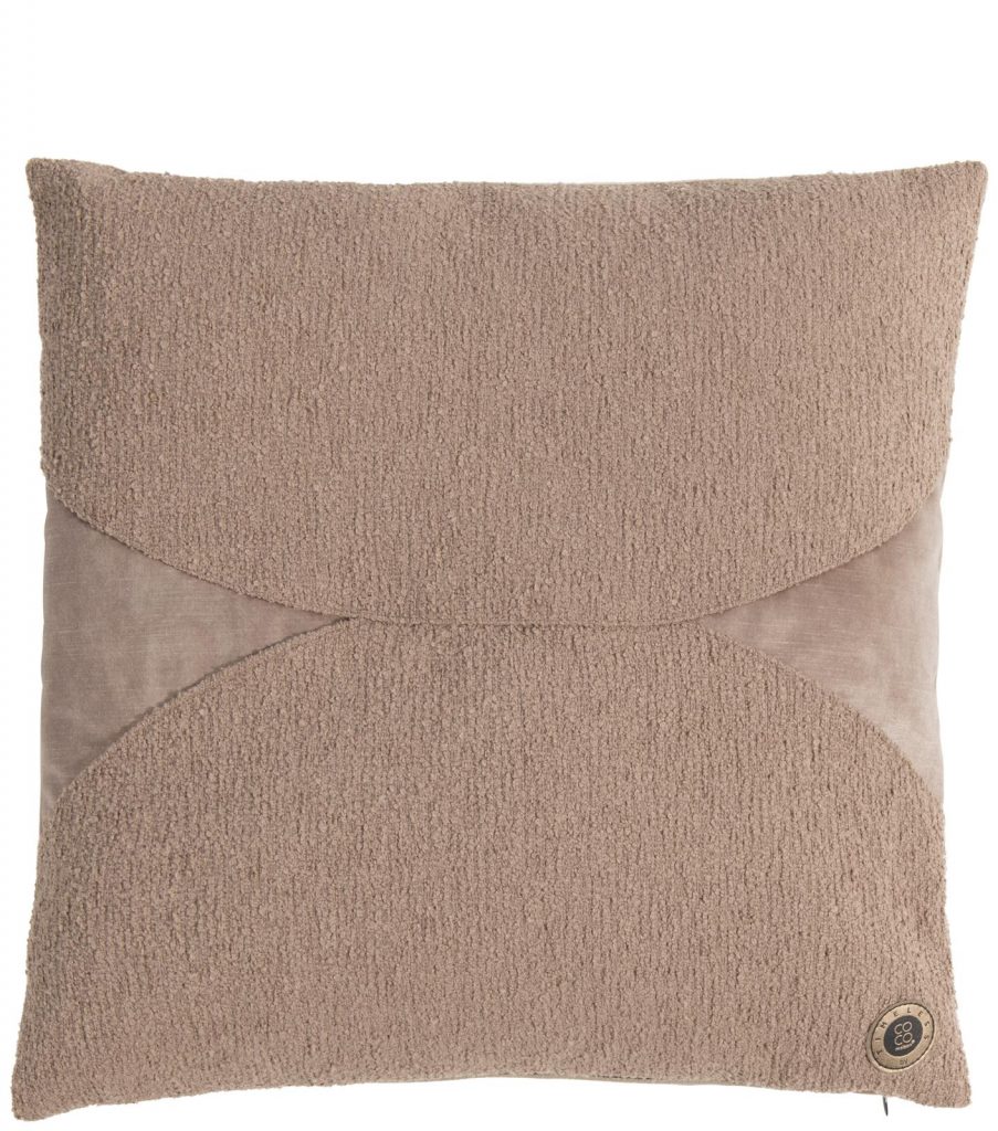 Coussin à double tissus camel