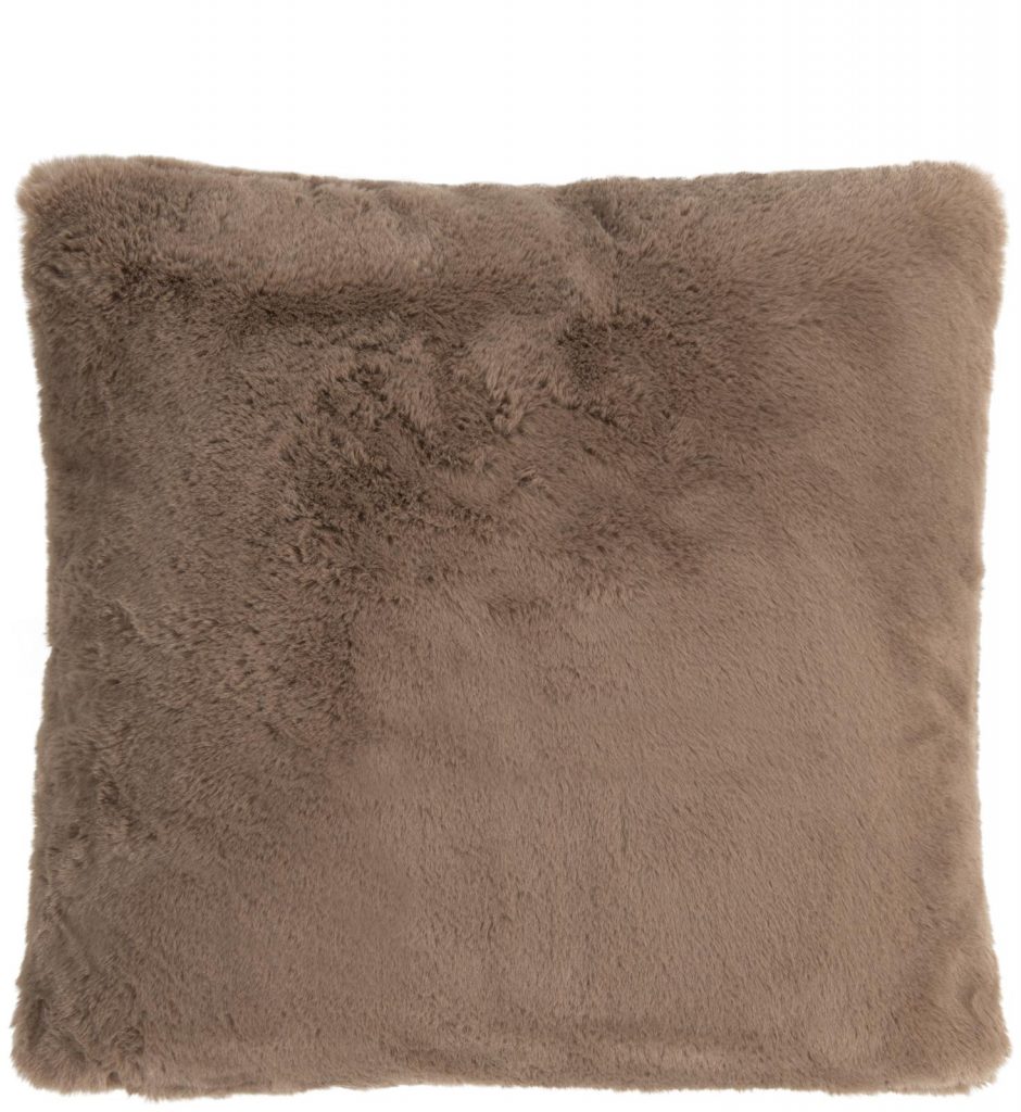 Coussin en fausse fourrure camel