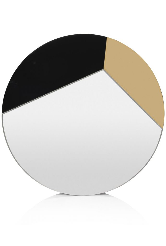 miroir rond avec deux formes noir et doré
