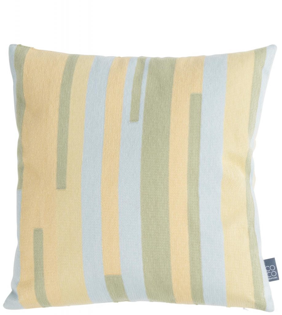 coussin 45x45 forme rectangulaire jaune bleu et vert