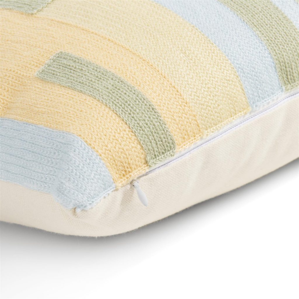 coussin 30x50 forme rectangulaire jaune bleu et vert
