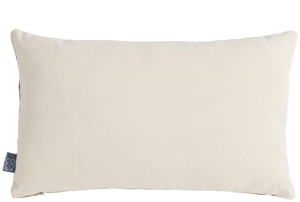 Coussin 30x50 100% coton kaki à formes blanche