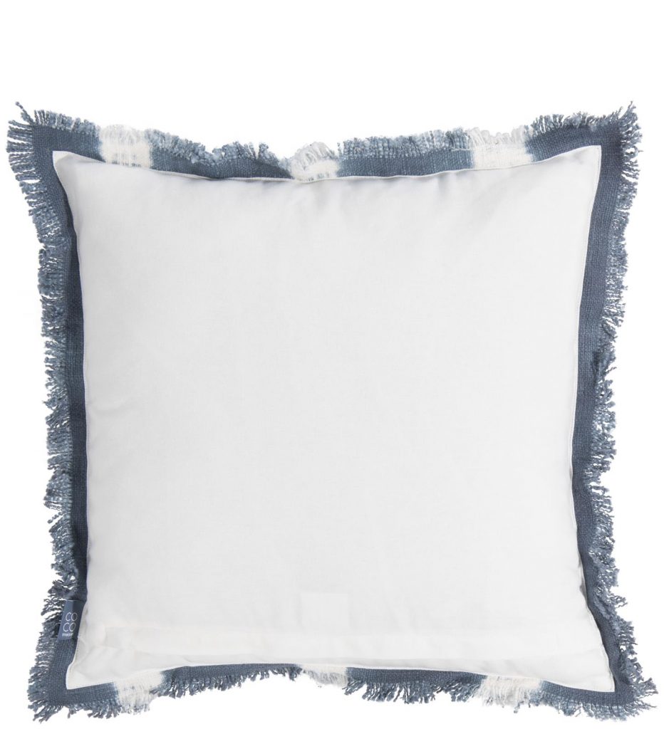 coussin 45x45 ted effet tie and dye bleu et blanc
