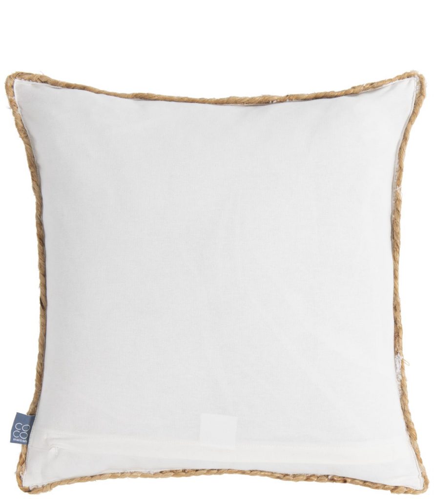 coussin SKY matière osier clair et blanc