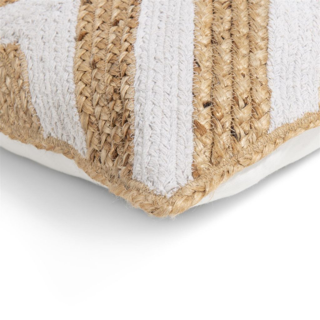 coussin SKY matière osier clair et blanc