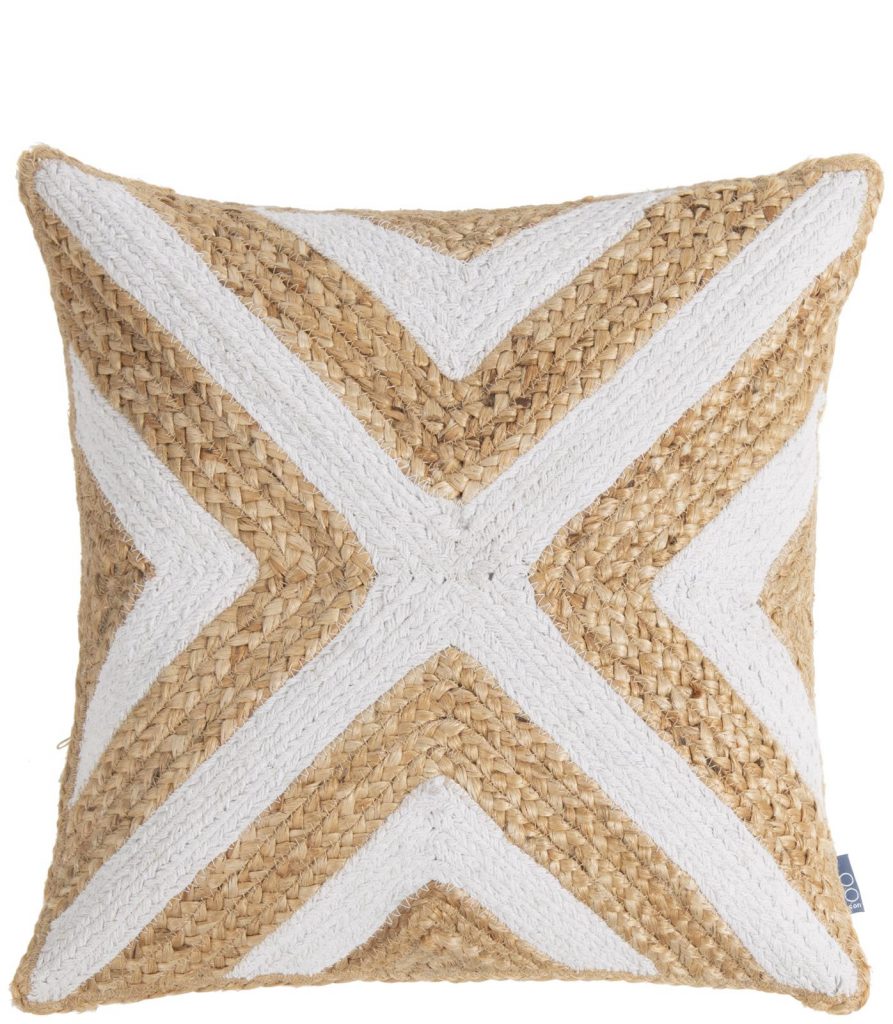 coussin SKY matière osier clair et blanc