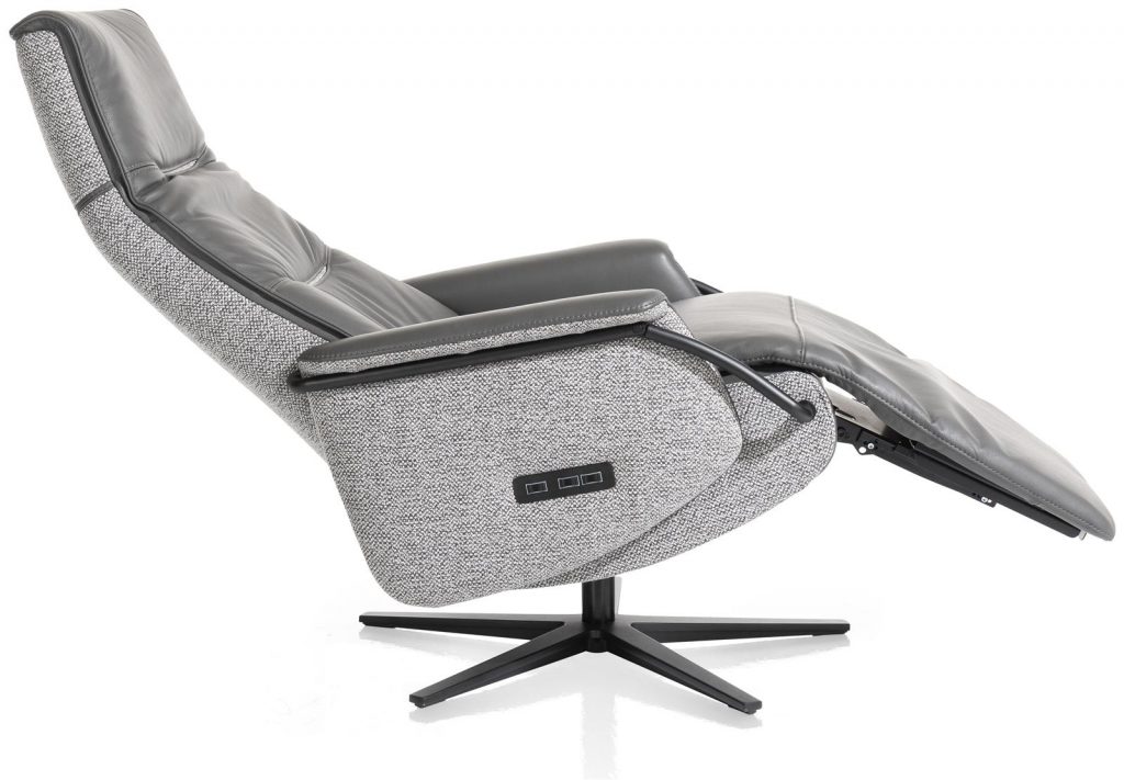 Fauteuil de relaxation bi-matière gris