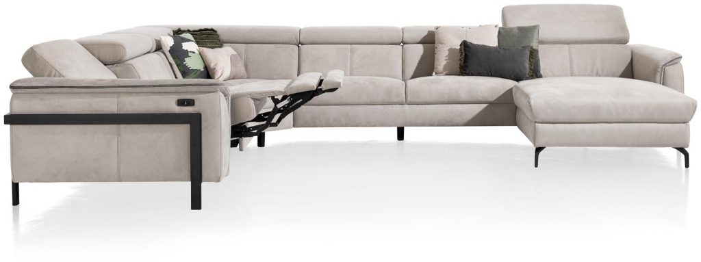 canapé d'angle en tissu gris avec option relax