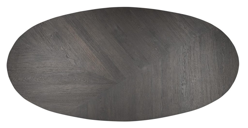 table pied en métal, plateau en bois gris anthracite