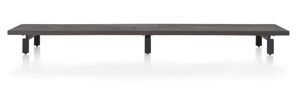 plateforme en bois gris anthracite avec piètements métallique