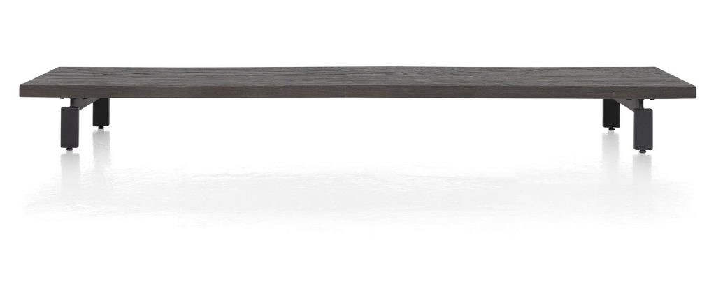 plateforme en bois gris anthracite avec piètements métallique