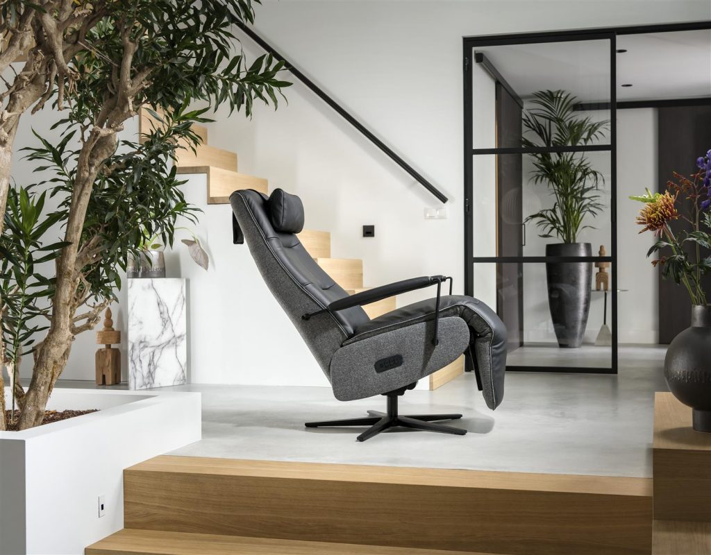 fauteuil relaxant bi matière gris